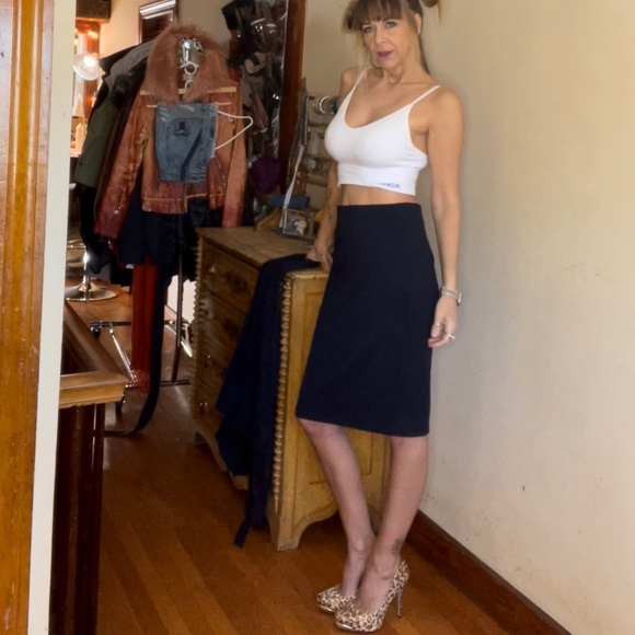 Navy Blue Pencil Skirt - Picture 4 of 11